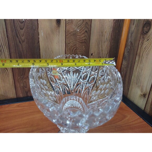 Vintage Anna Hutte Bleikristal Lead Crystal & gold Footed Bowl Leaf - Picture 6 of 9